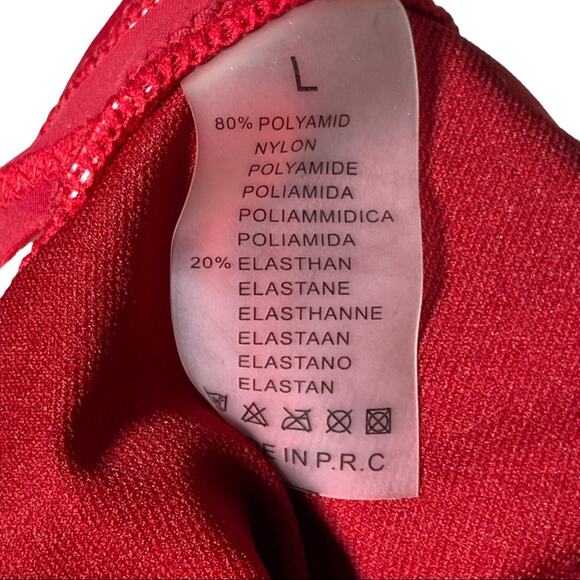 Cranberry Red Double Band Bikini Bottoms Cut Outs Size Large New Without Tags - Picture 3 of 5